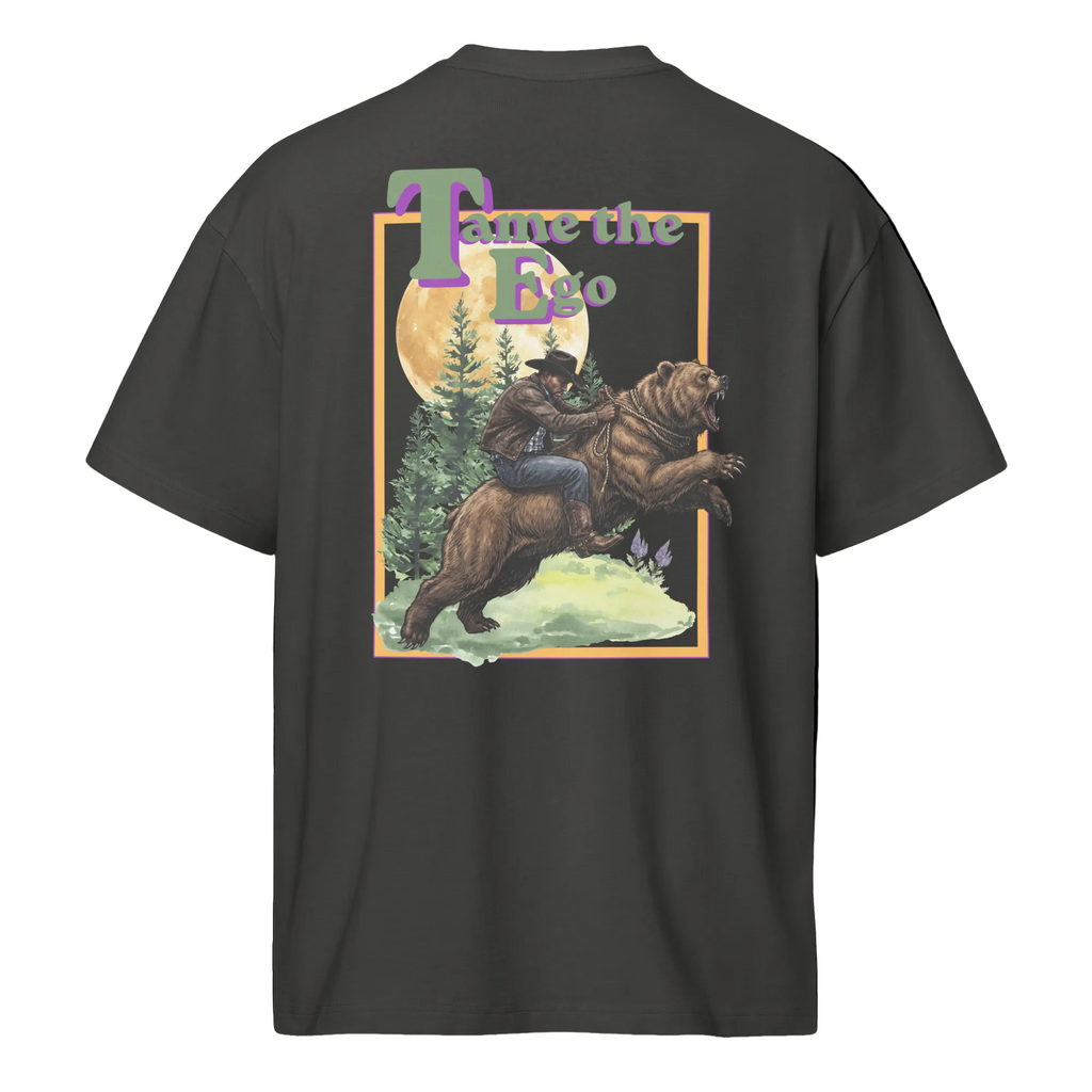 "tame the ego" vintage black box tee